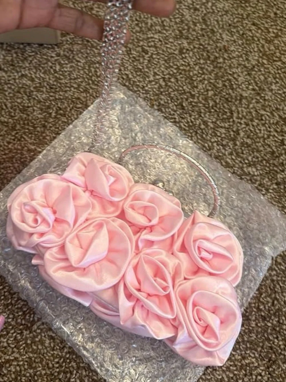 Women Evening Clutch Bag Floral Satin Small Purses with Detachable Strap
